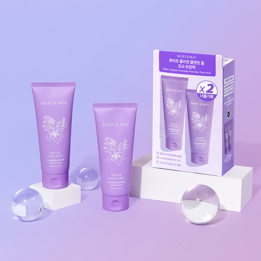 Mary&May White Collagen Cleansing Foam Duo Twin Pack (150ml x2) Korean cleanser product image