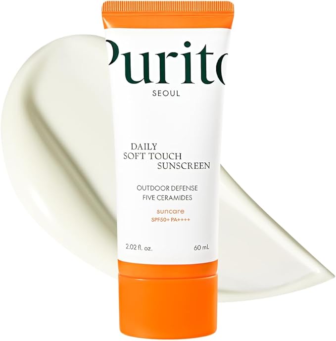 PURITO SEOUL Daily Soft Touch Sunscreen, 60ml, SPF50+ PA++++, Ceramides, Non White Cast, Water-Resistant UVA & UVB Protection, K-Beauty