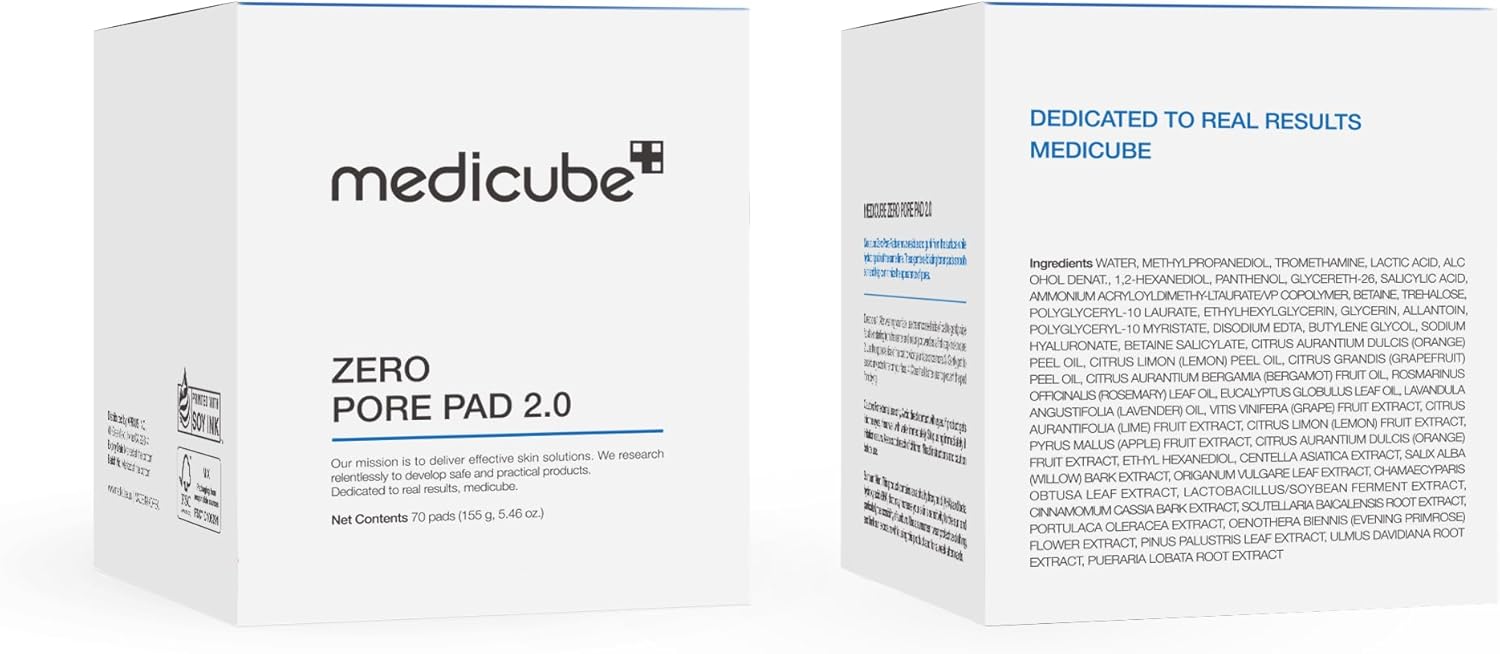 Medicube Zero Pore Pads 2.0 – Packaging with Box and Jar Front View