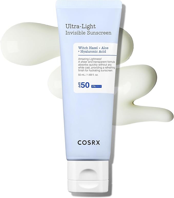 COSRX Ultra-Light Invisible Sunscreen - SPF 50 PA++++, Hydrating Sun Cream With Witch Hazel, Extra High UV Protection, Korean Skincare, 50mL
