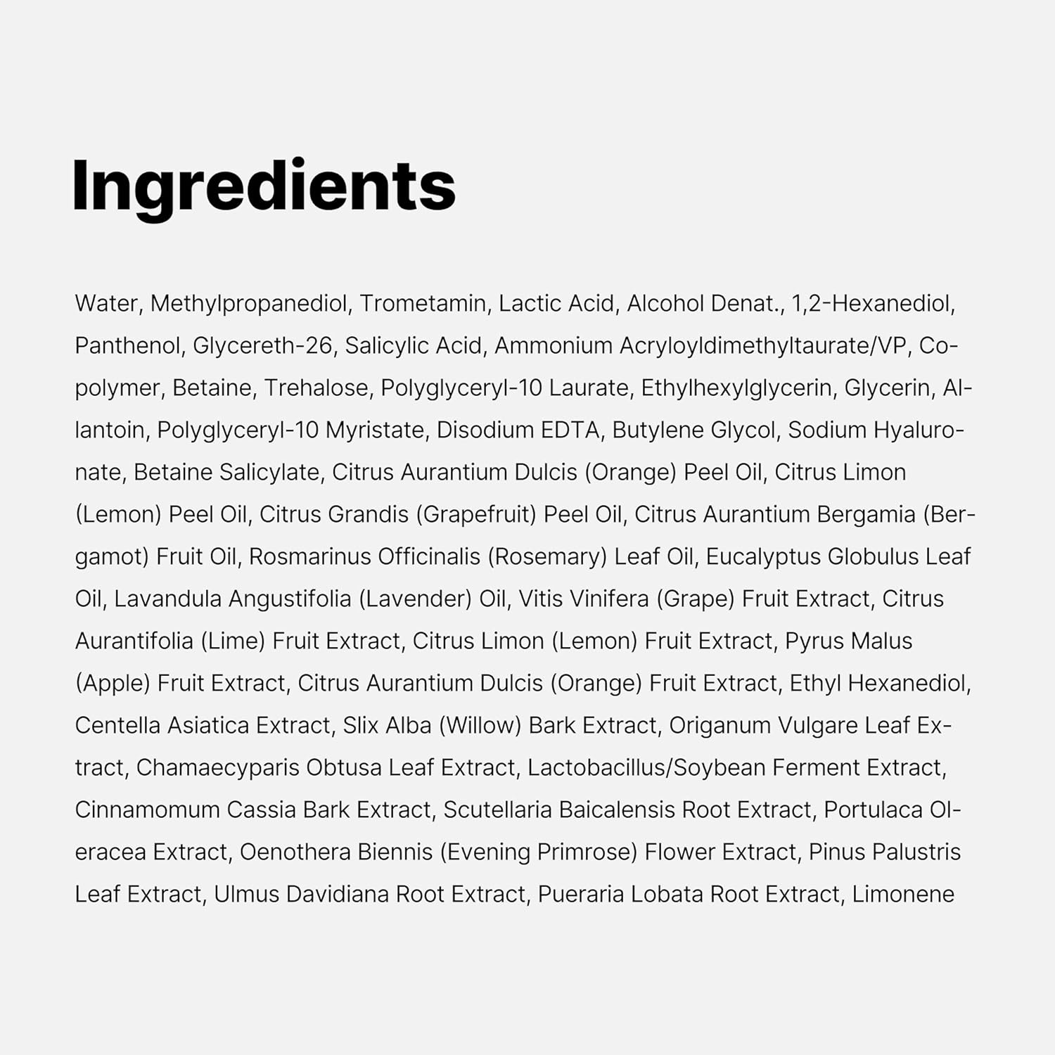 Medicube Zero Pore Pads 2.0 – Ingredients List Including AHA, BHA, Witch Hazel, and Niacinamide