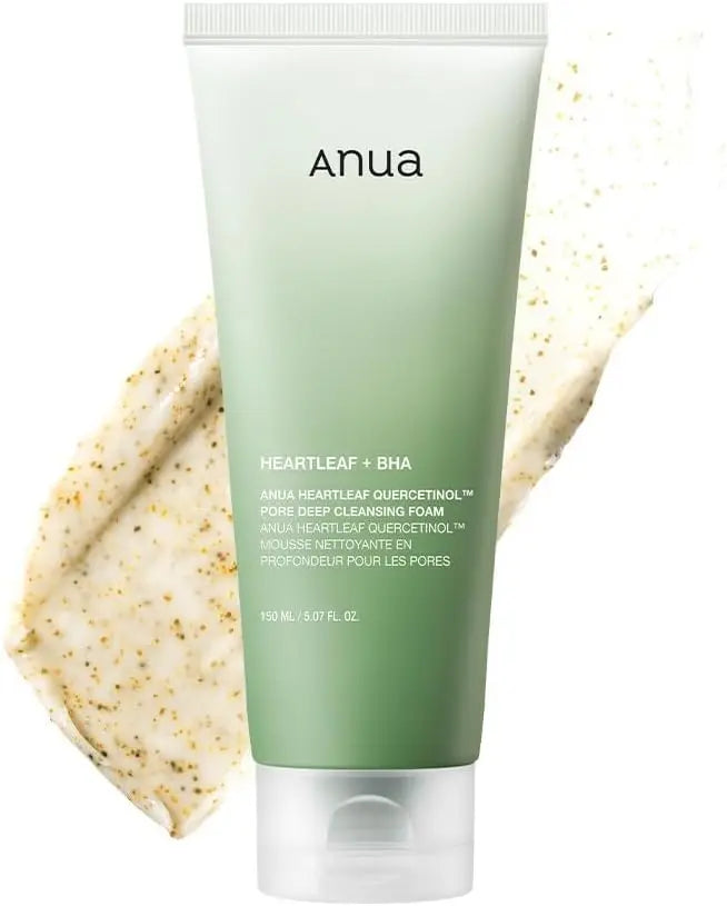 ANUA Heartleaf Quercetinol Pore Deep Cleansing Foam, Facial Cleanser, for Double Cleansing, BHA, Hyaluronic Acid, Glycerin, Face Wash, Blackhead Remover, Korean Skincare, 150ml/5.07 fl.oz. ANUA