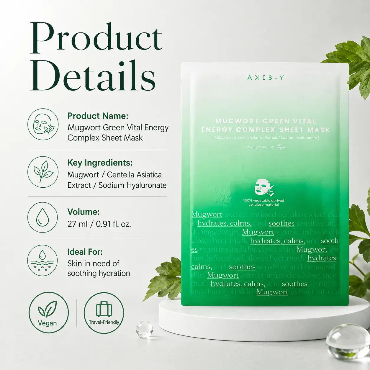 AXIS-Y Mugwort Green Vital Energy Complex Sheet Mask 27ml