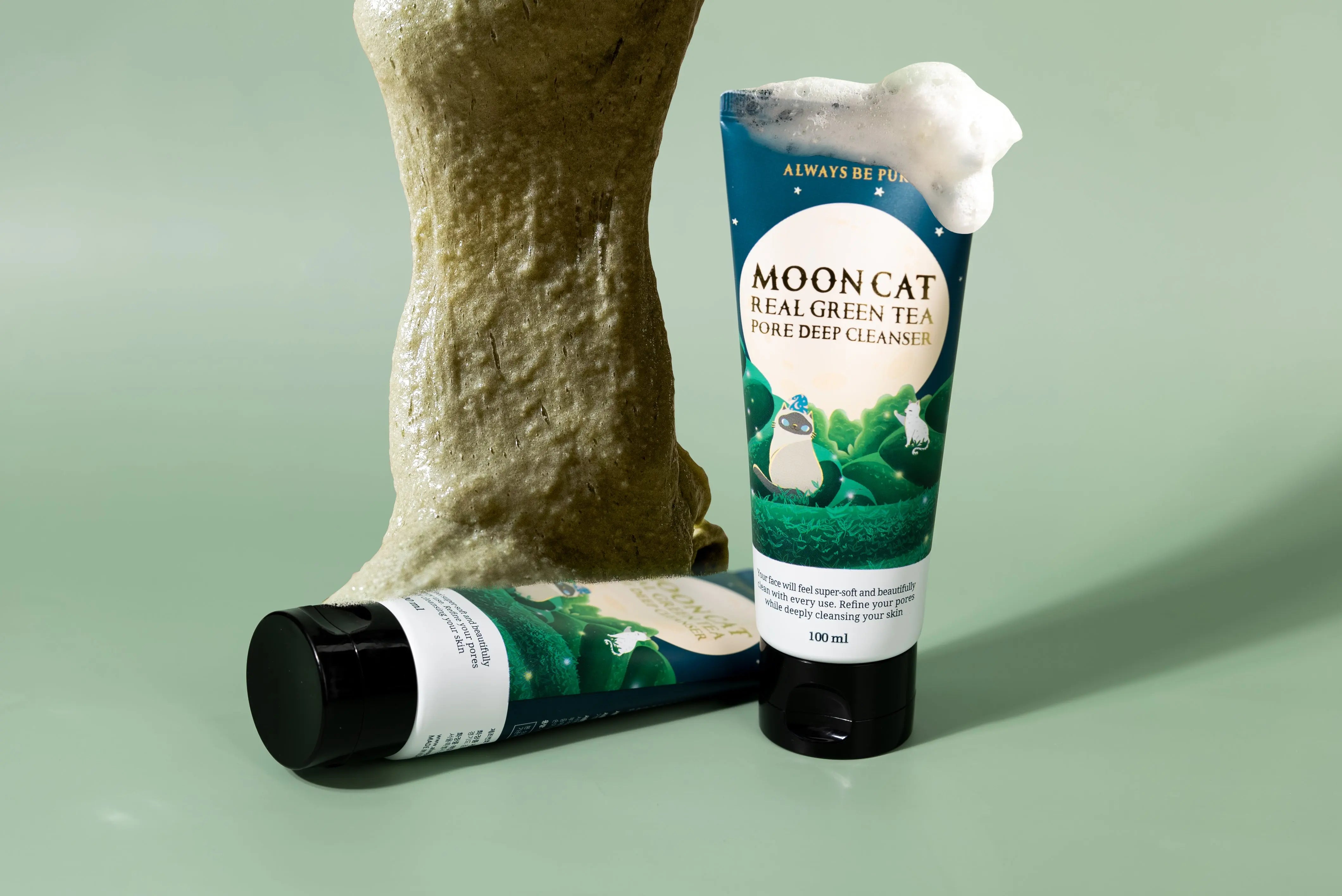 Always Be Pure Mooncat Real Green Tea Pore Deep Cleanser 100ml - Enrapturecosmetics