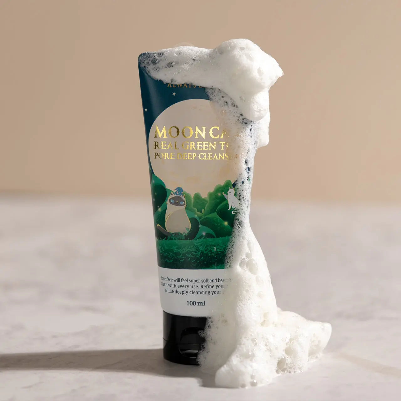 Always Be Pure Mooncat Real Green Tea Pore Deep Cleanser 100ml - Enrapturecosmetics