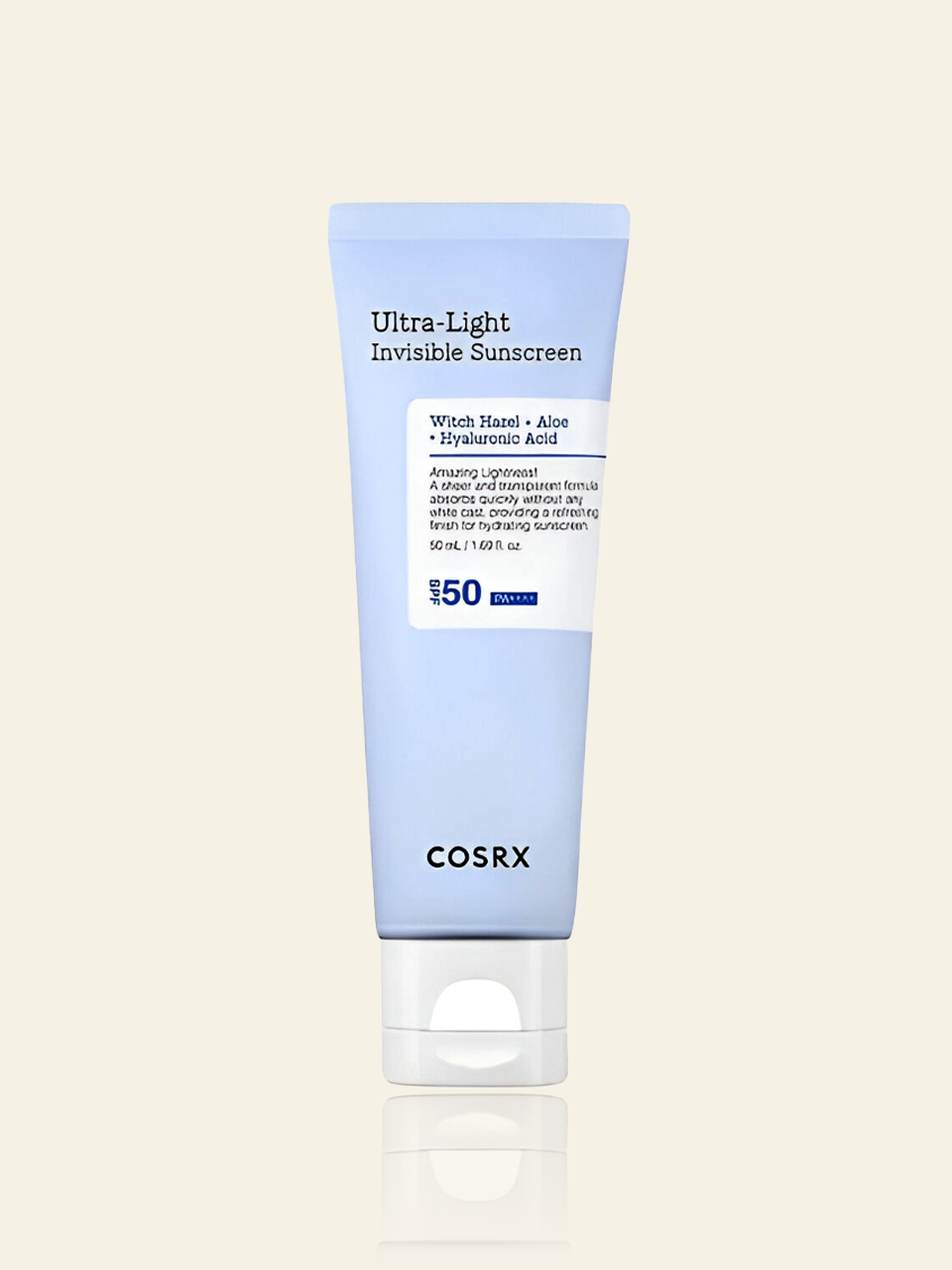 COSRX Ultra-Light Invisible Sunscreen - SPF 50 PA++++, Hydrating Sun Cream With Witch Hazel, Extra High UV Protection, Korean Skincare, 50mL