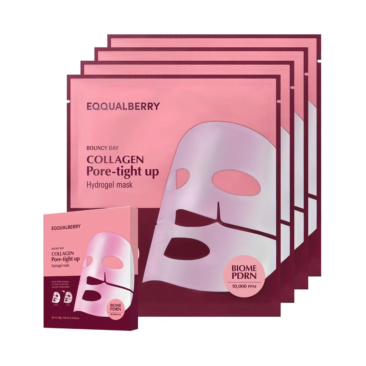 Eqqualberry Collagen Pore-Tight Up Mask 4 Sheets, 1.01 OZ Eqqualberry