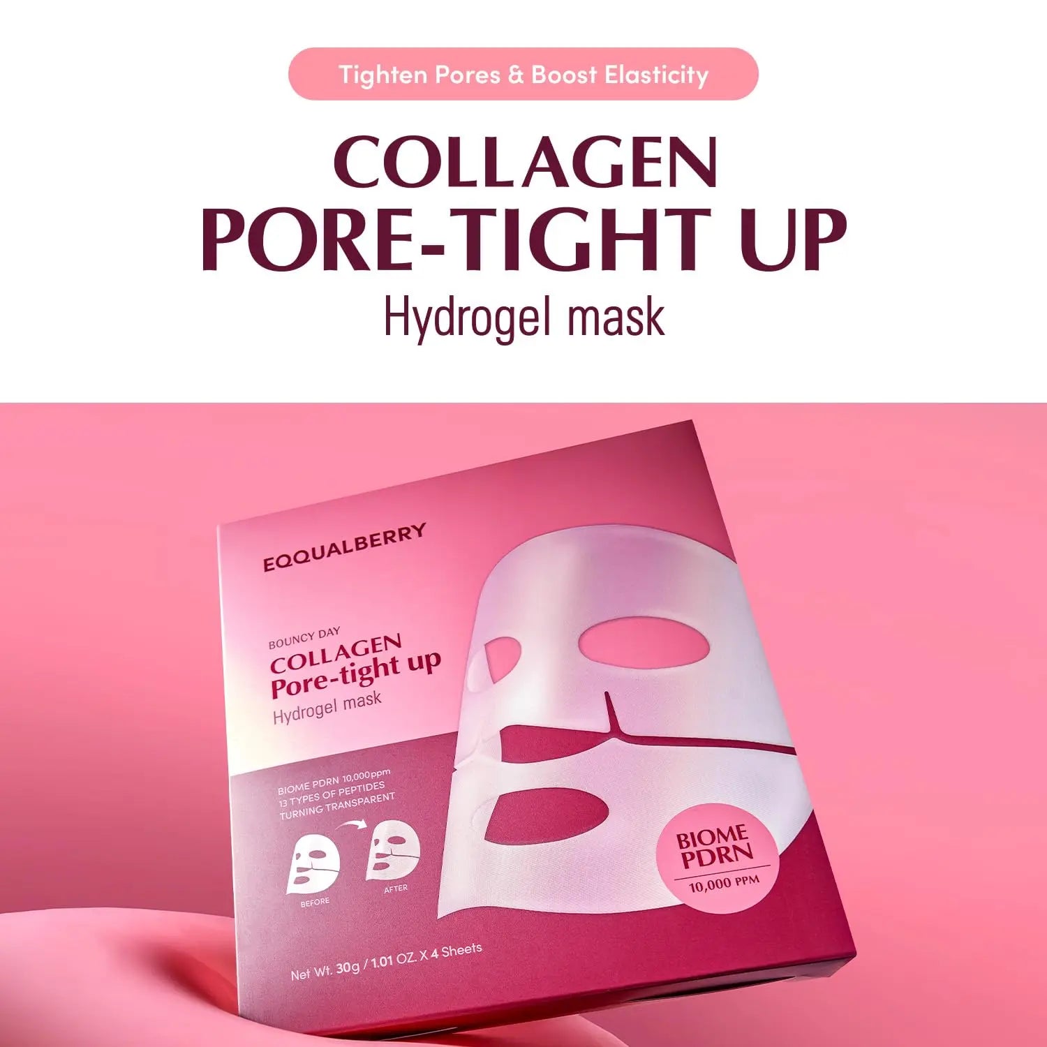 Eqqualberry Collagen Pore-Tight Up Mask 4 Sheets, 1.01 OZ Eqqualberry