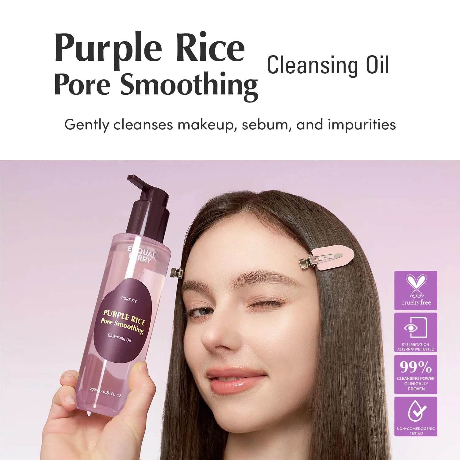 Eqqualberry Purple Rice Pore Smoothing Cleansing Oil 6.76 fl.oz Eqqualberry