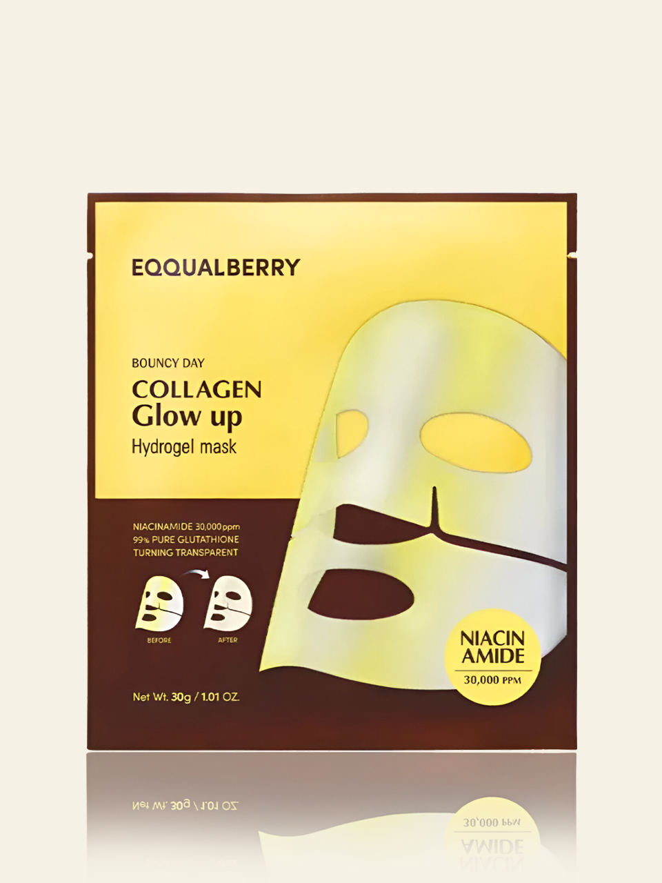 Eqqualberry Collagen Glow Up Mask 4 Sheets, 1.01 OZ