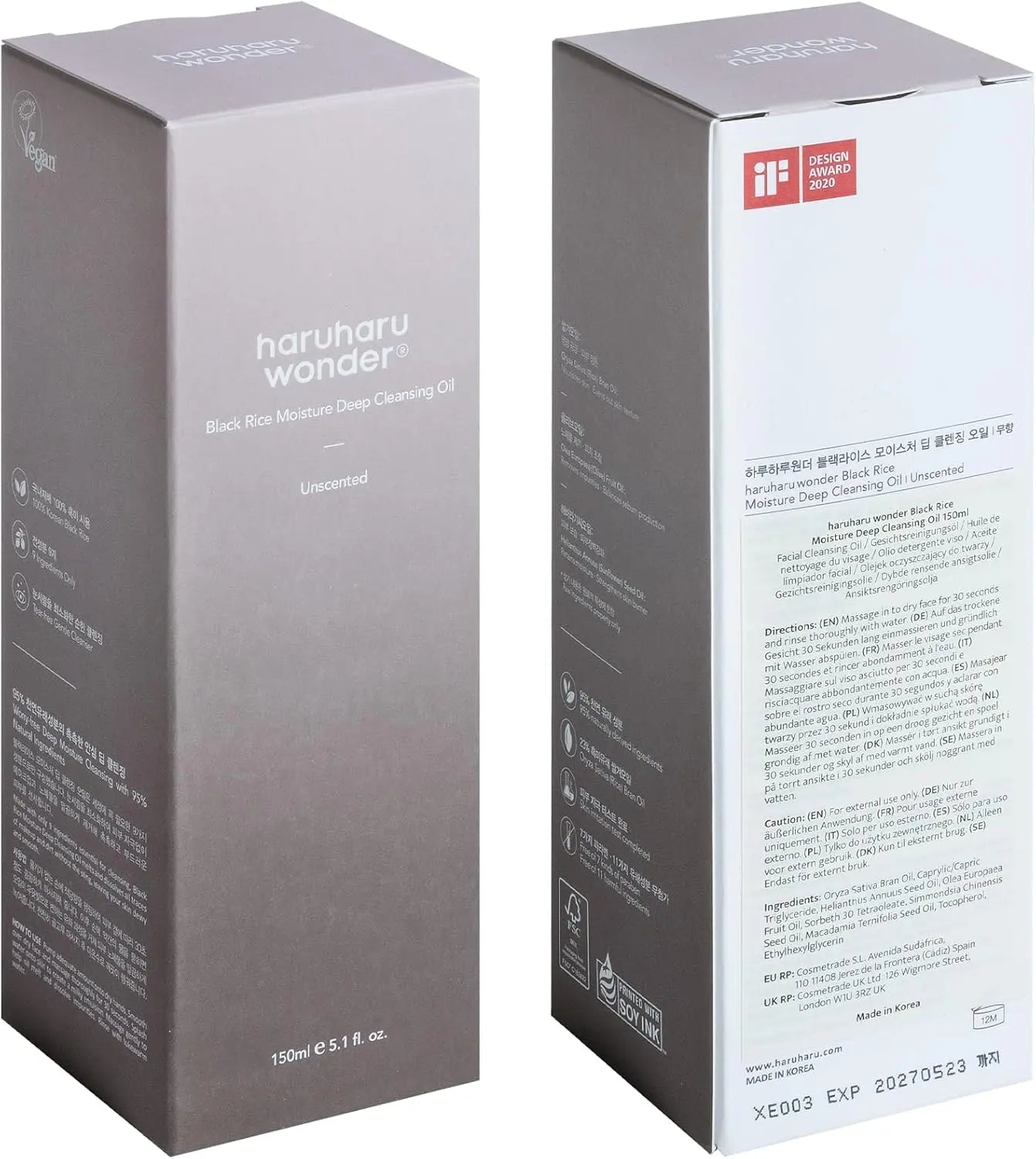 Haruharu Wonder Black Rice Moisture Deep Cleansing Oil 150ml Haruharu Wonder