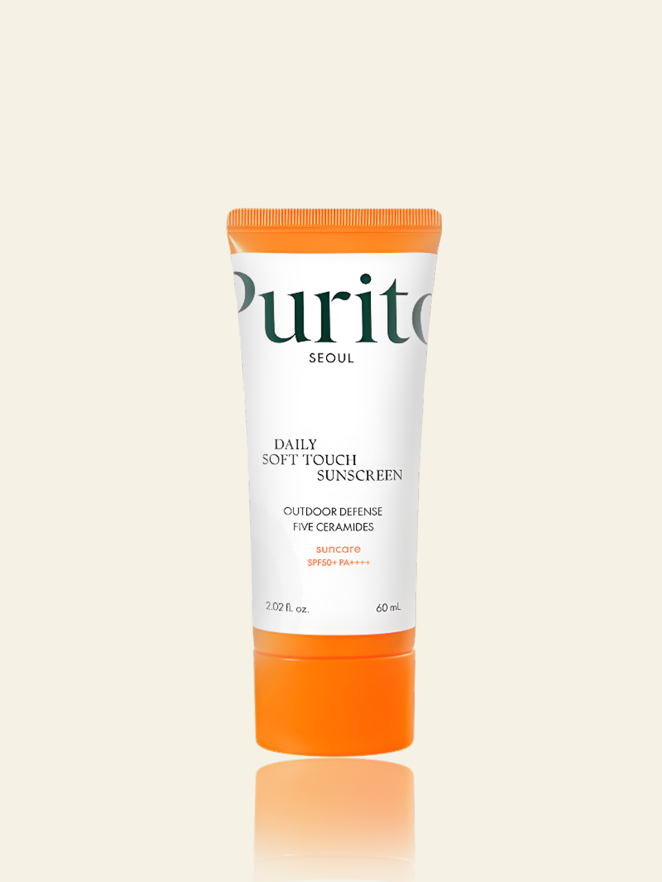 PURITO SEOUL Daily Soft Touch Sunscreen, 60ml, SPF50+ PA++++, Ceramides, Non White Cast, Water-Resistant UVA & UVB Protection, K-Beauty