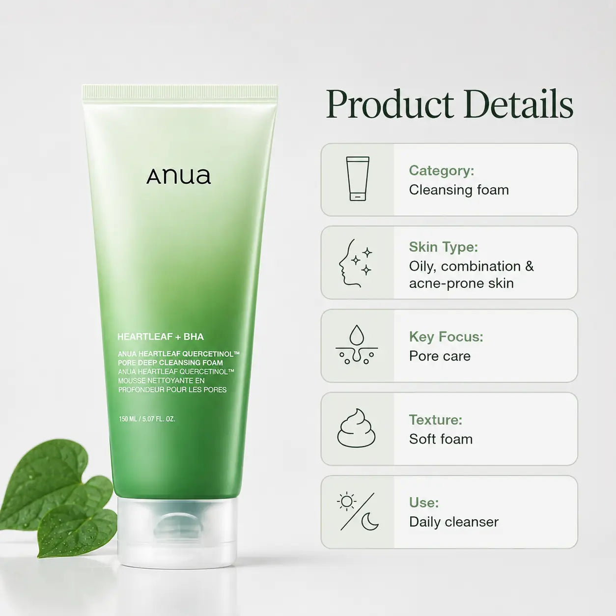 ANUA Heartleaf Quercetinol Pore Deep Cleansing Foam 150ml