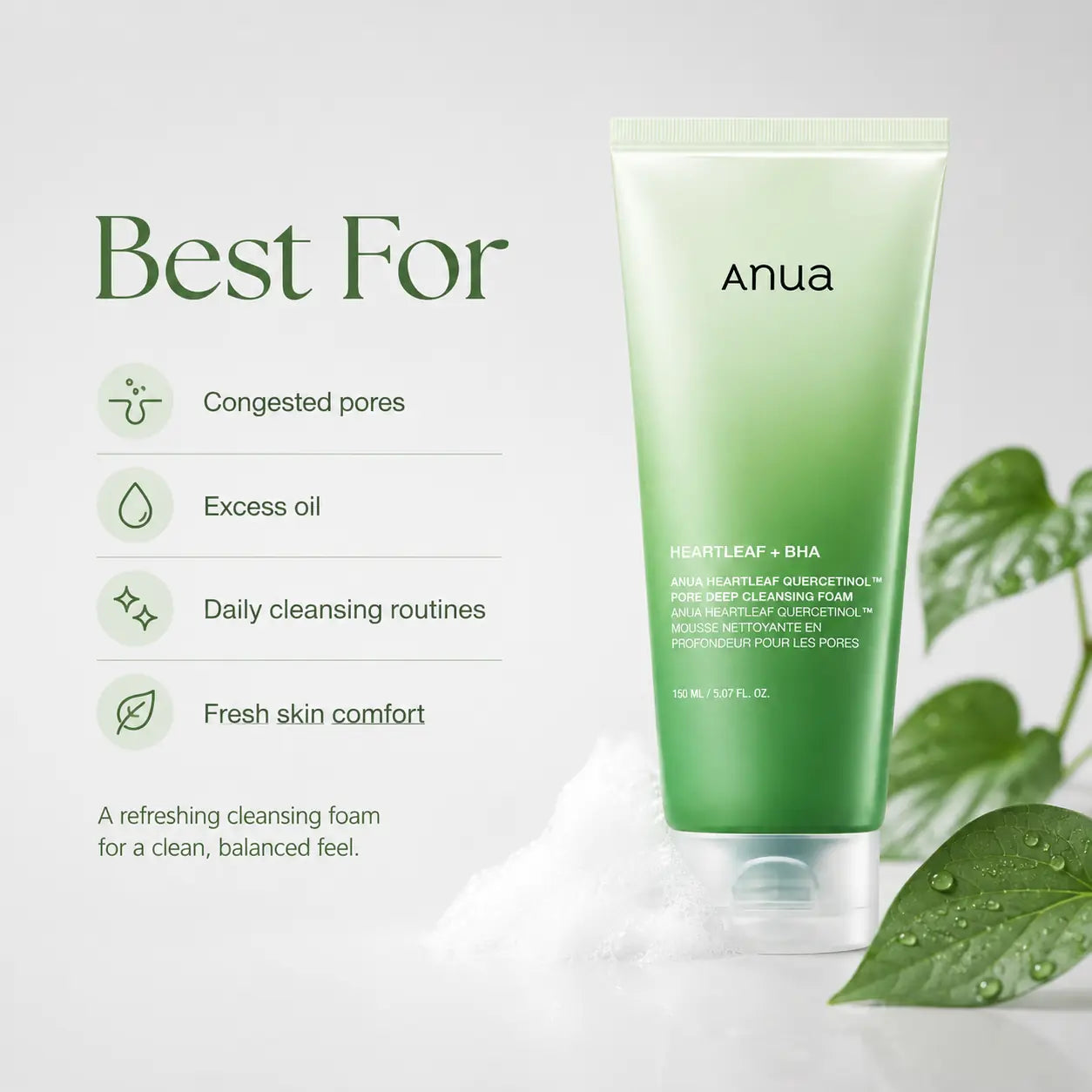 ANUA Heartleaf Quercetinol Pore Deep Cleansing Foam 150ml