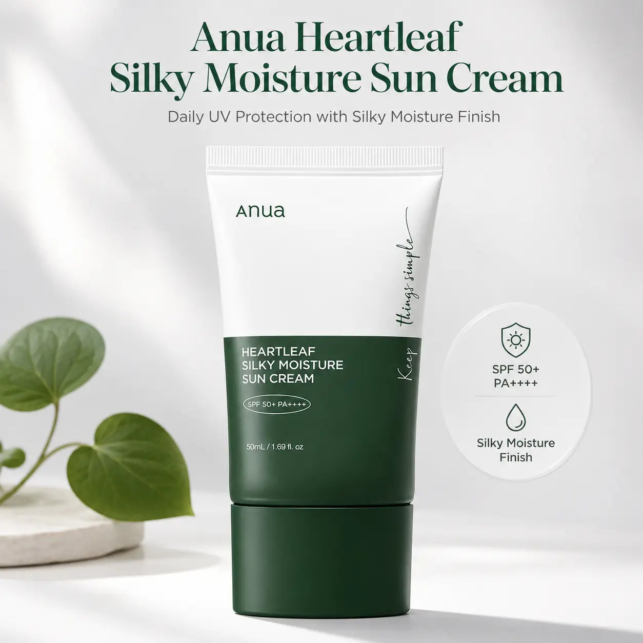 ANUA Heartleaf Silky Moisture Sunscreen 50ml