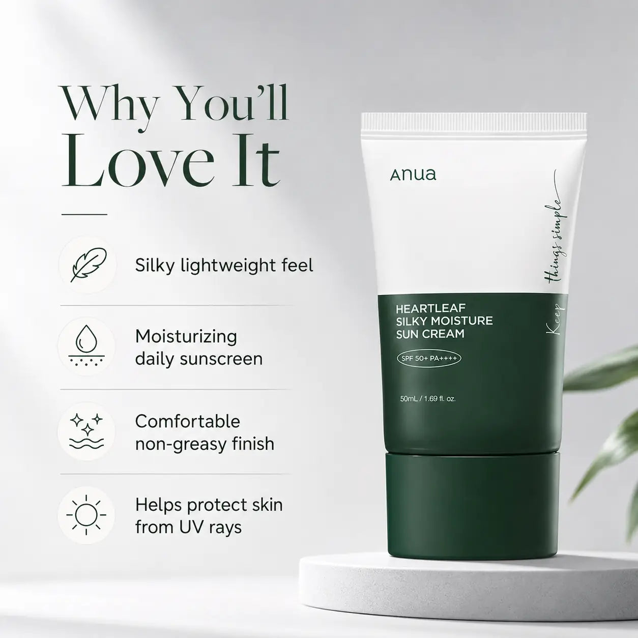 ANUA Heartleaf Silky Moisture Sunscreen 50ml