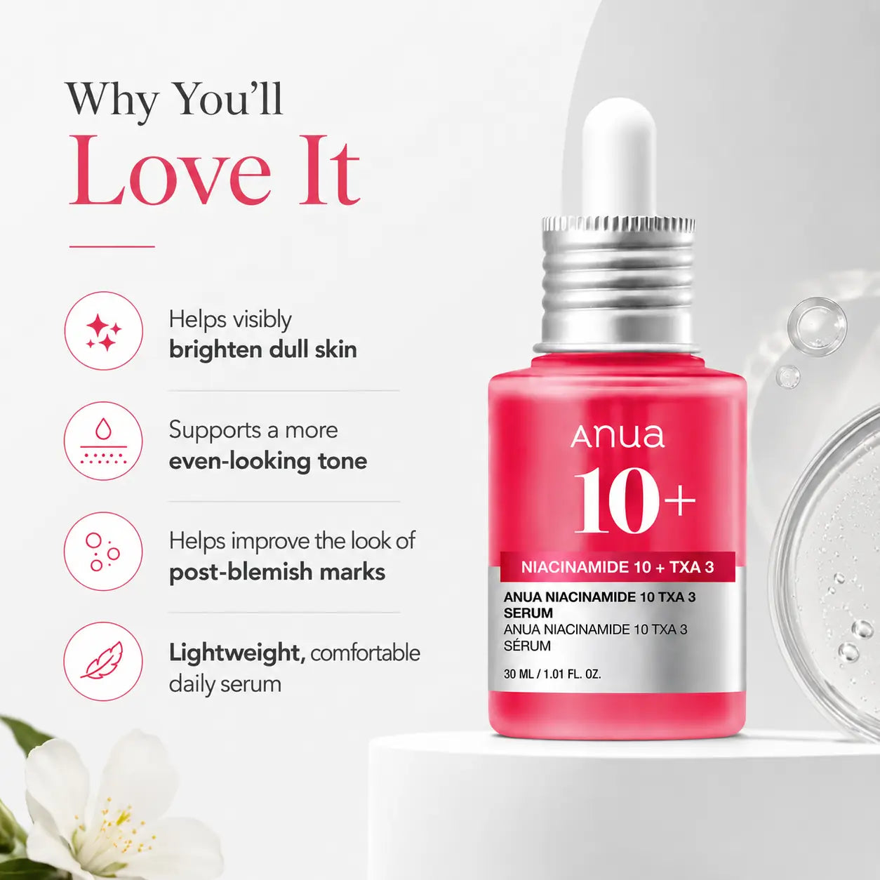 ANUA Niacinamide 10% + TXA 4% Dark Spot Correcting Serum 30ml