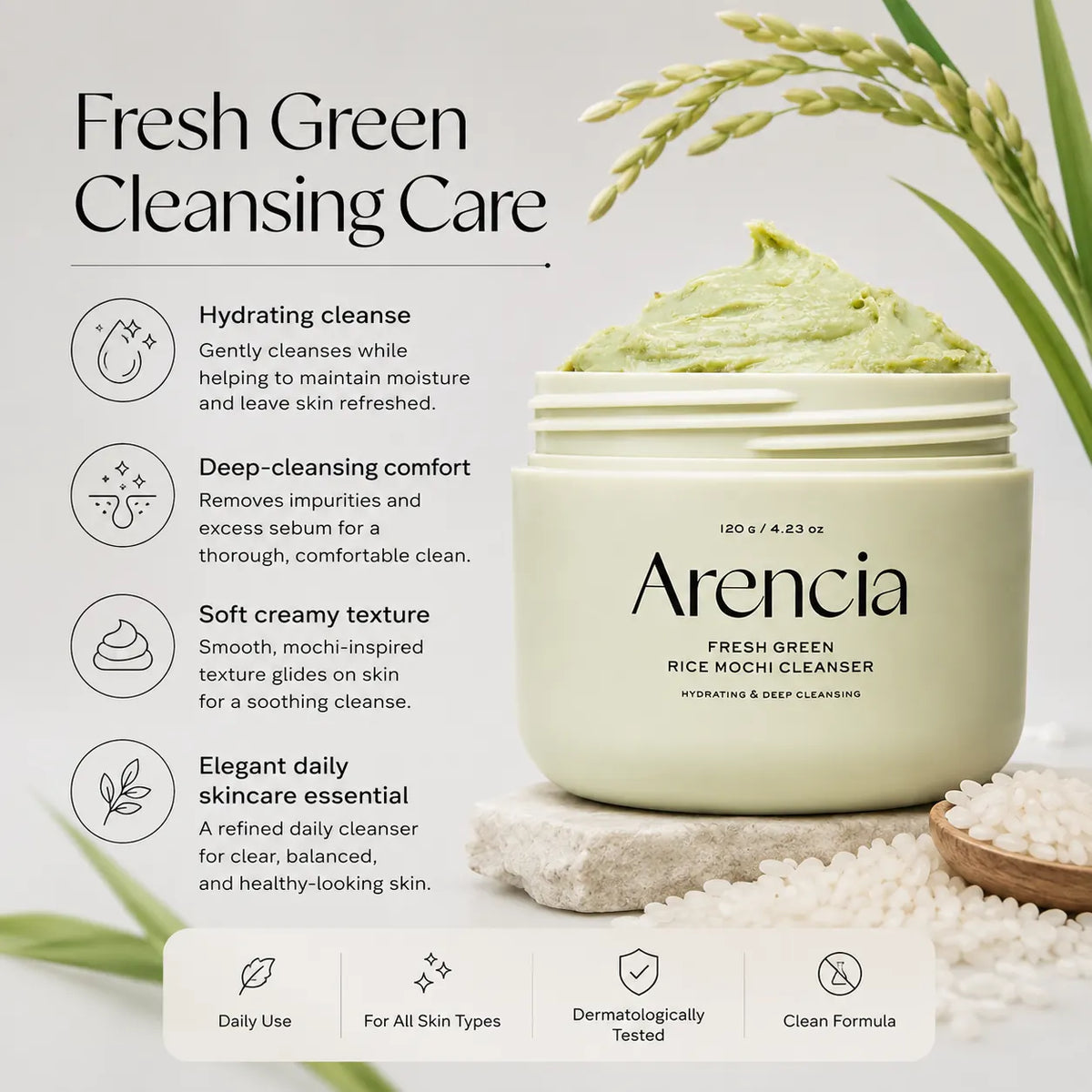 Arencia Fresh Green Rice Mochi Cleanser 120ml