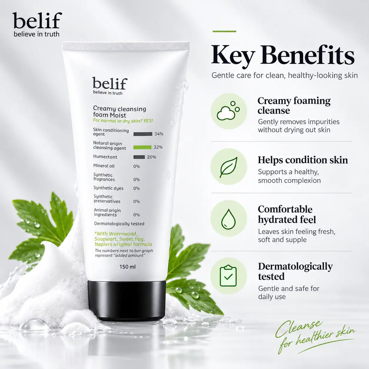 belif Creamy Cleansing Foam Moist 160ml