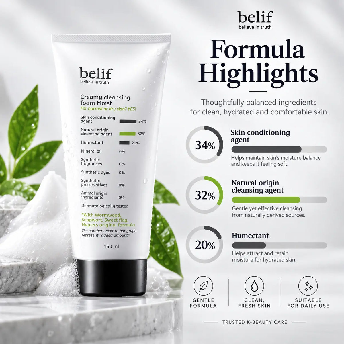 belif Creamy Cleansing Foam Moist 160ml