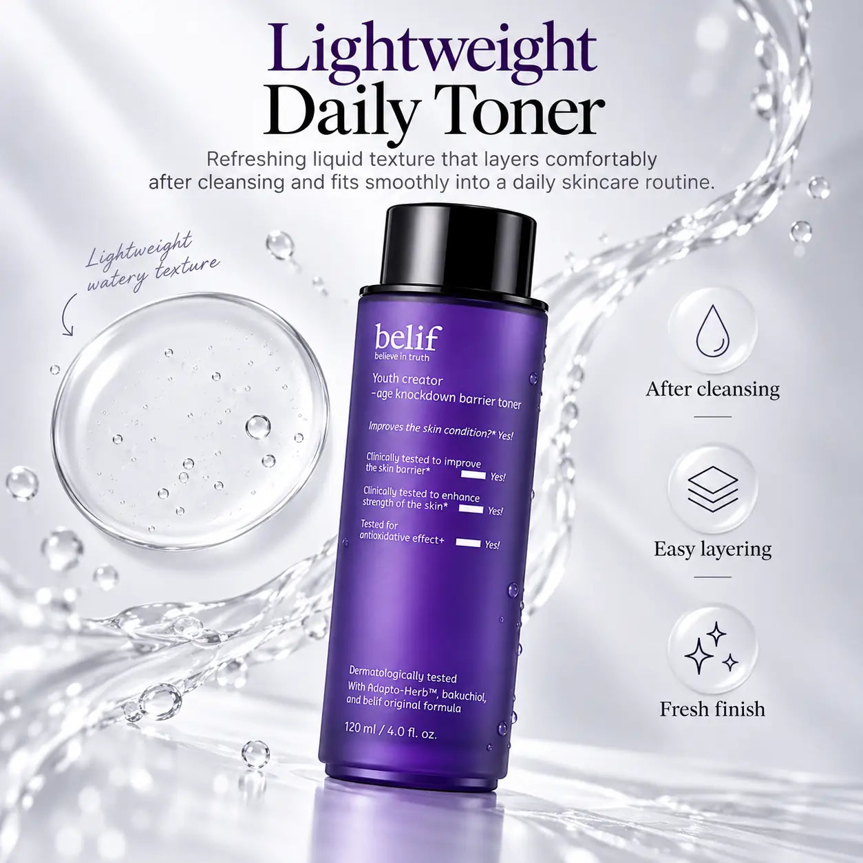 belif Youth Creator Age Knockdown Water Essence 120ml