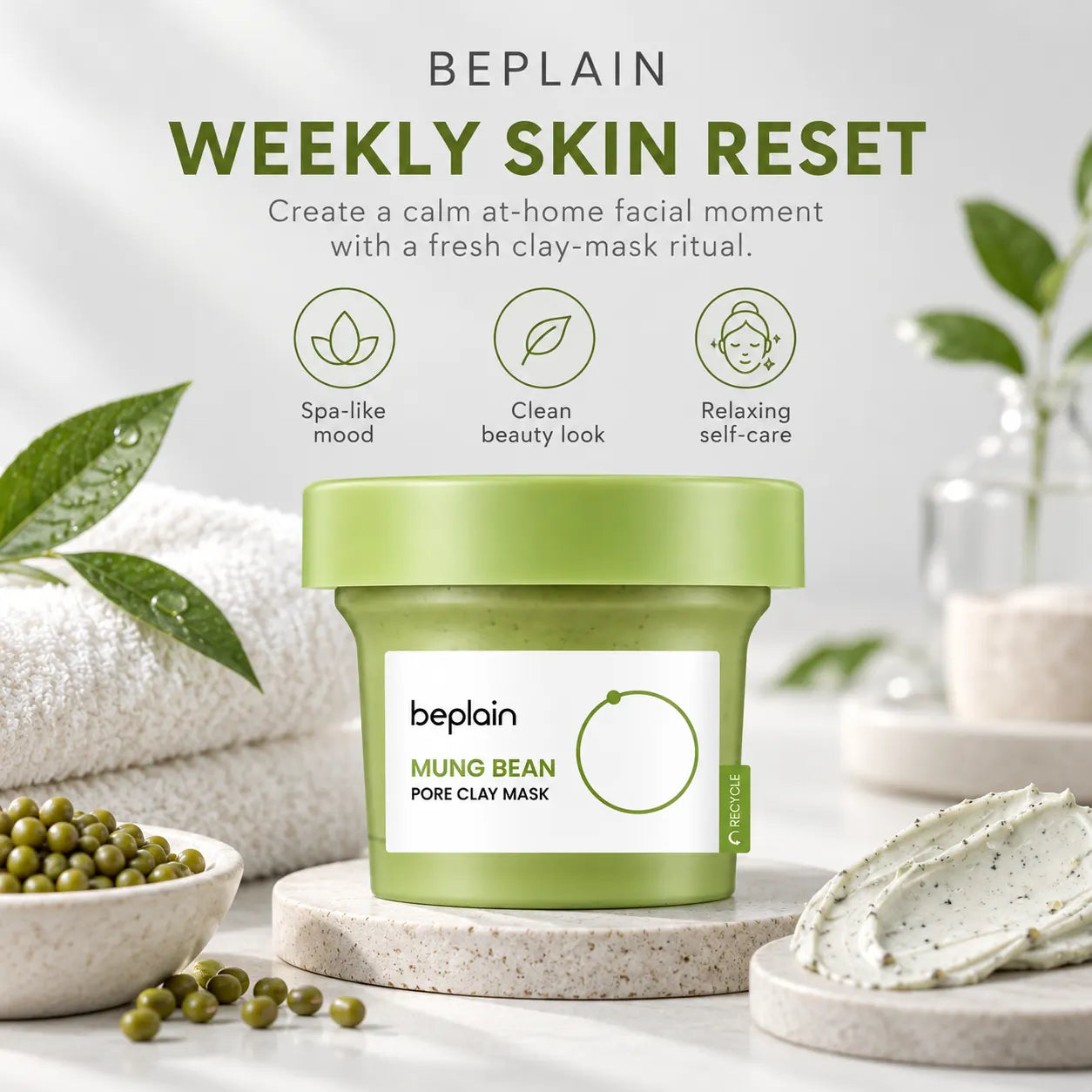 beplain Mung Bean Pore Clay Mask 120ml