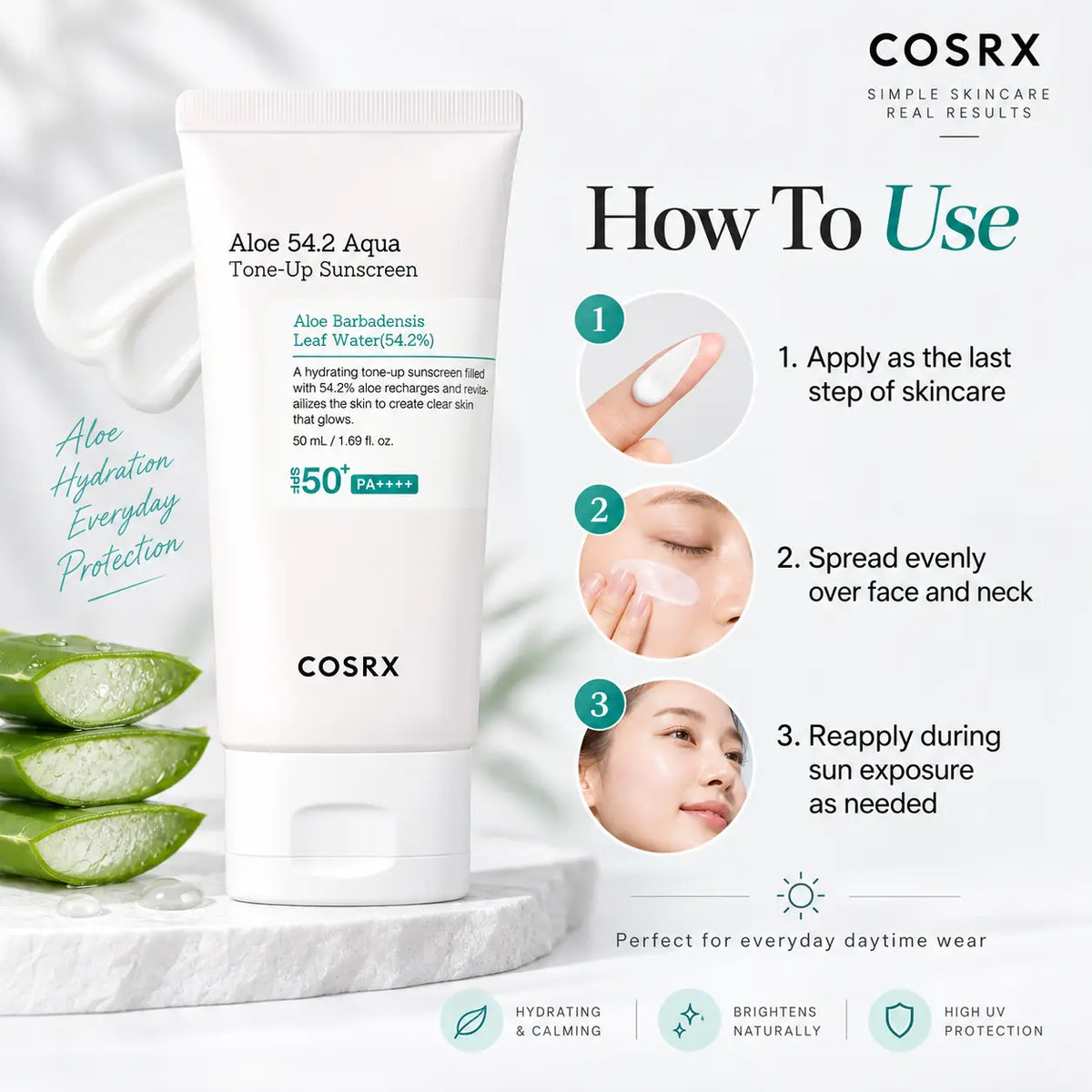 COSRX Aloe 54.2 Aqua Tone Up Sunscreen 50ml