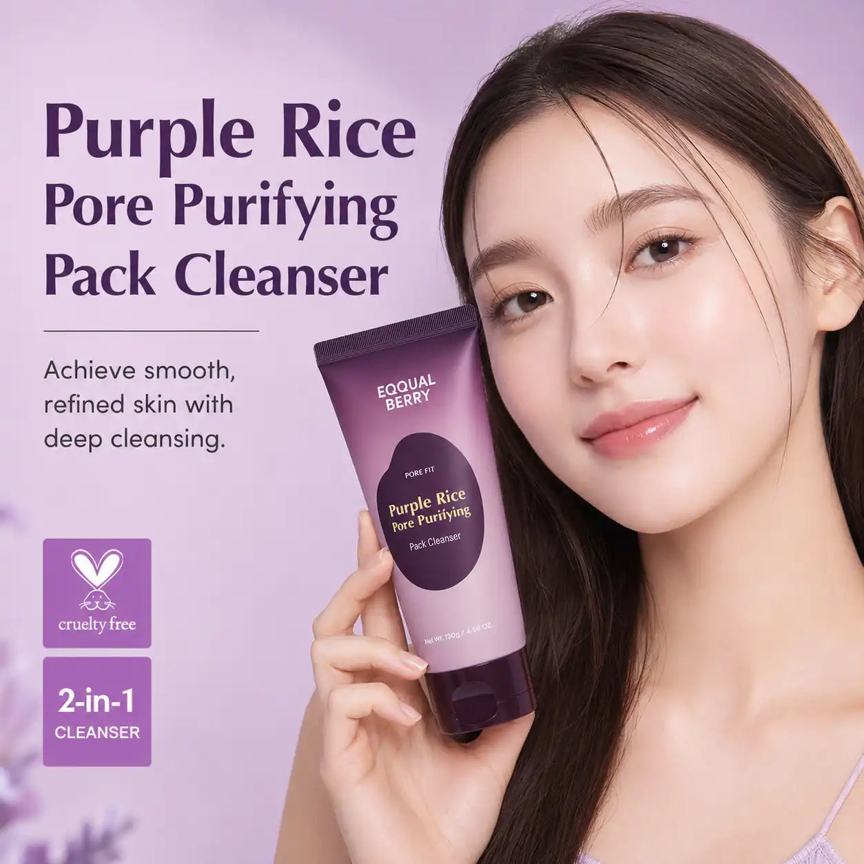 EQQUALBERRY Purple Rice Pore Purifying Cleanser 130g