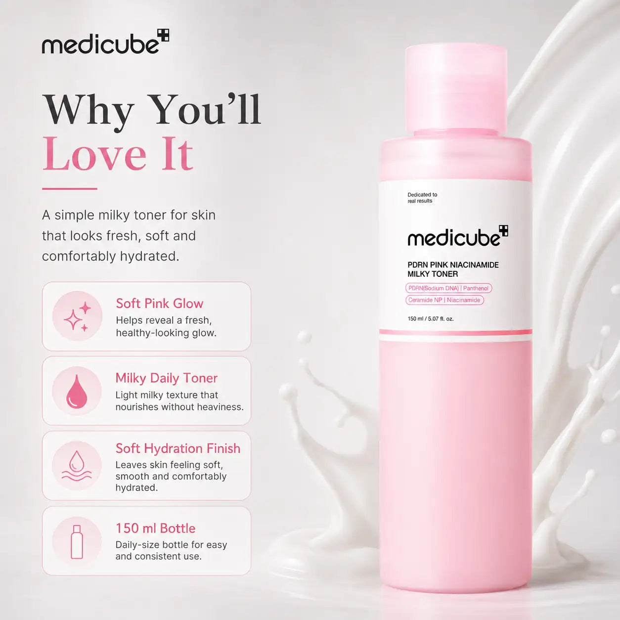 Medicube PDRN Pink Niacinamide Milky Toner 150ml