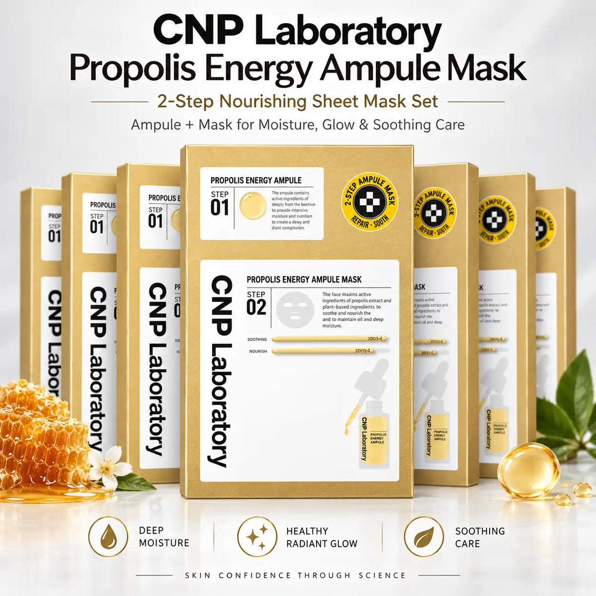 CNP Laboratory 2 Step Propolis Energy Active Ampule Mask ( ) 5 Sheets