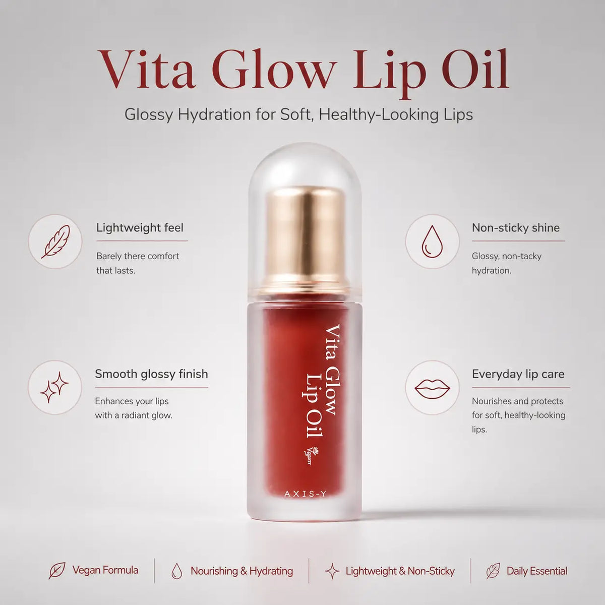 AXIS-Y Vegan Lip Oil for Glowing Lips 3 Colors 4.5g