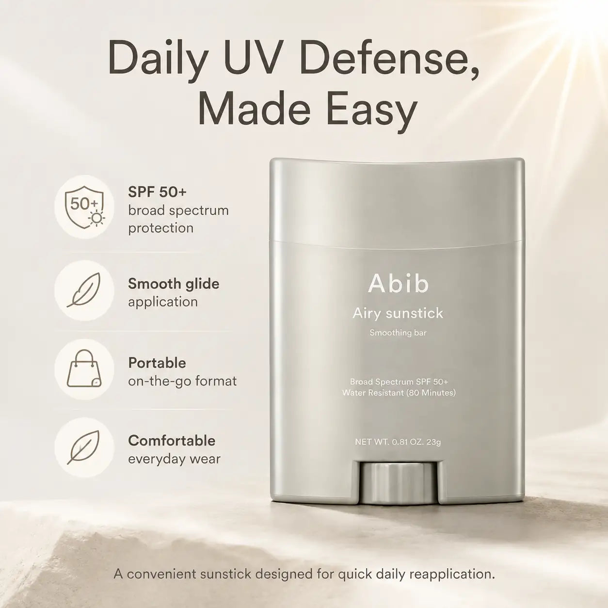 Abib Airy Sunstick Smoothing Bar SPF50+ PA++++ 23g
