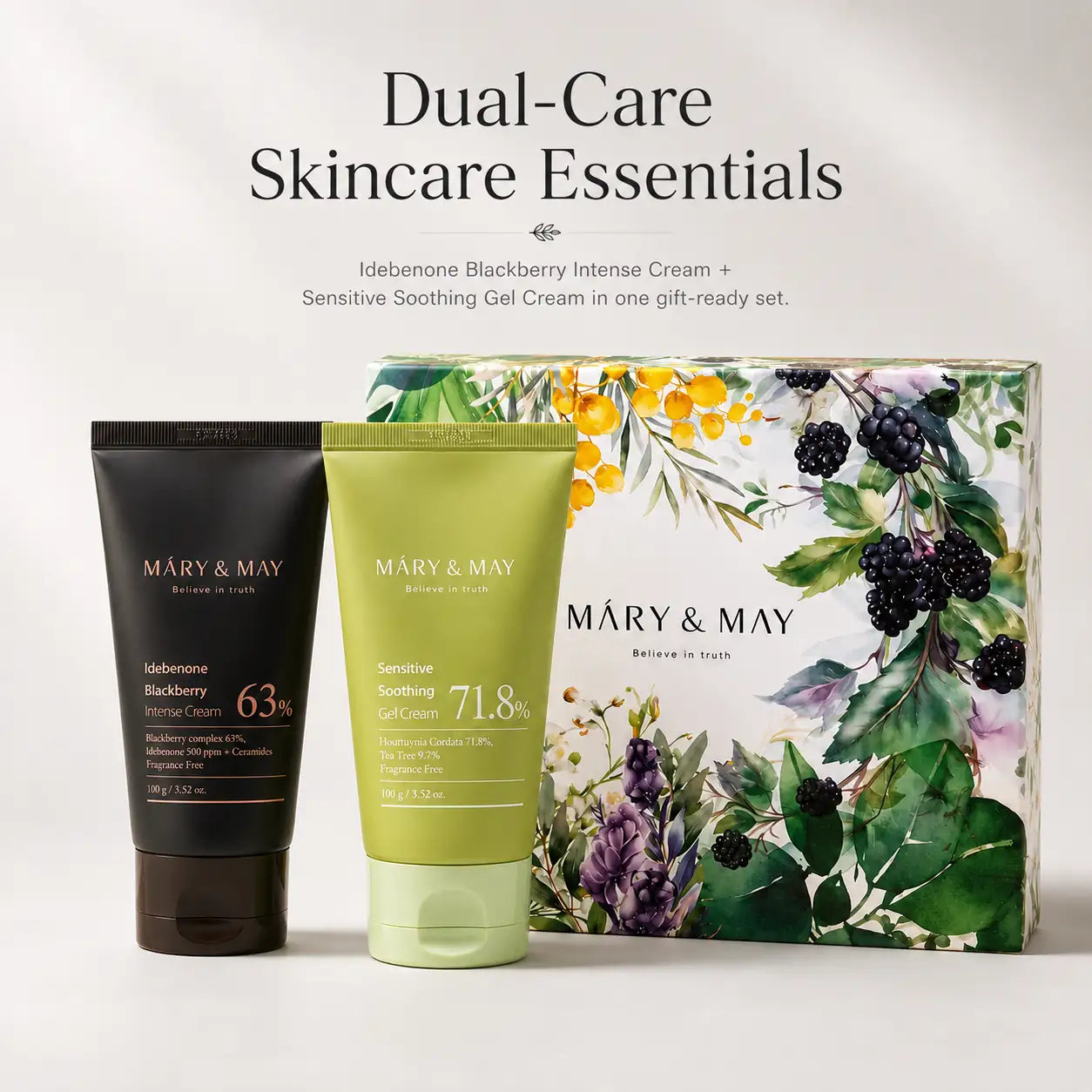 Mary&May Soothing Gel Cream+Idebenone Blackberry Cream Duo Set x2 100g 100g x2