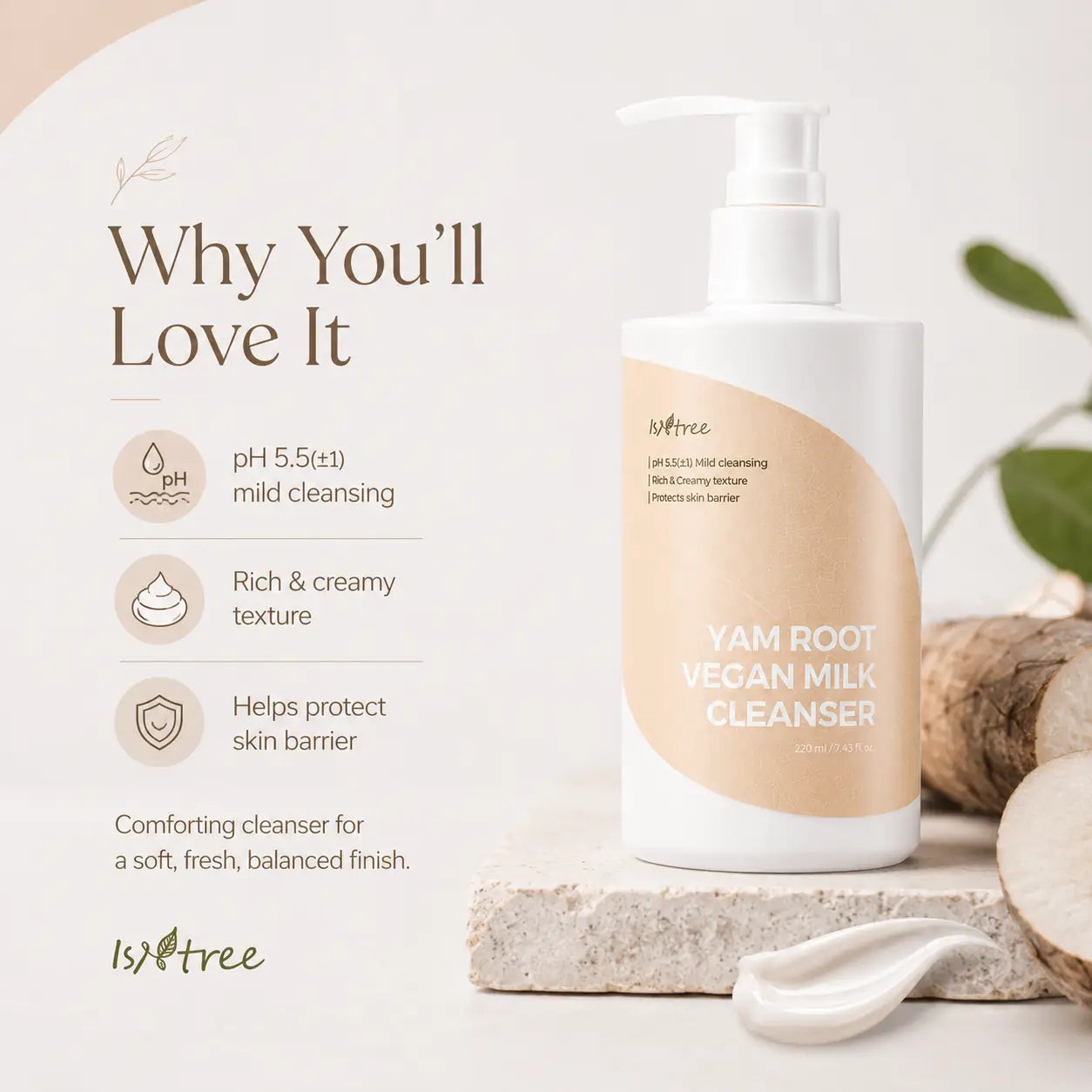 Isntree Yam Root Vegan Milk Cleanser 220ml