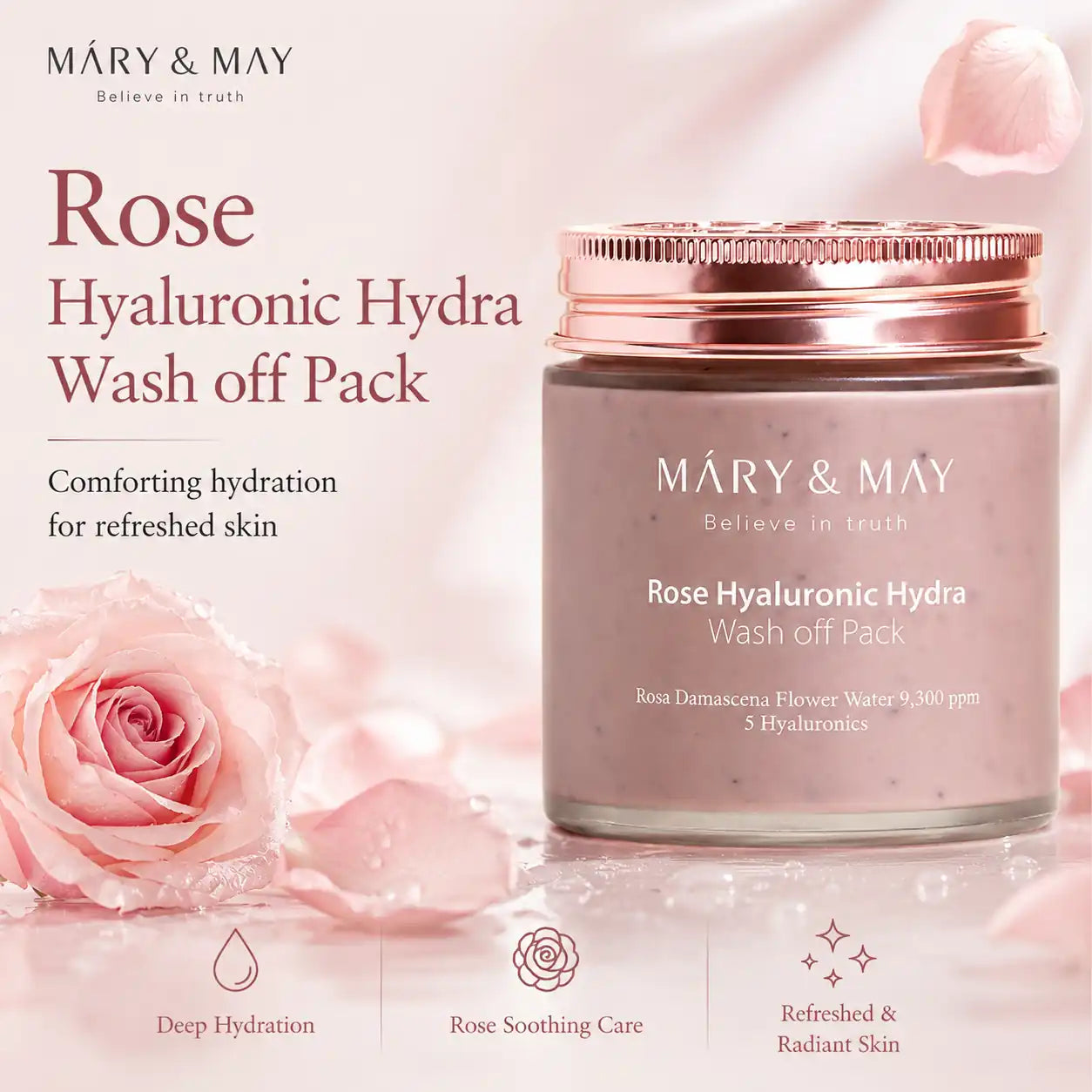 Mary&May Rose Hyaluronic Hydra Wash Off Pack 125g