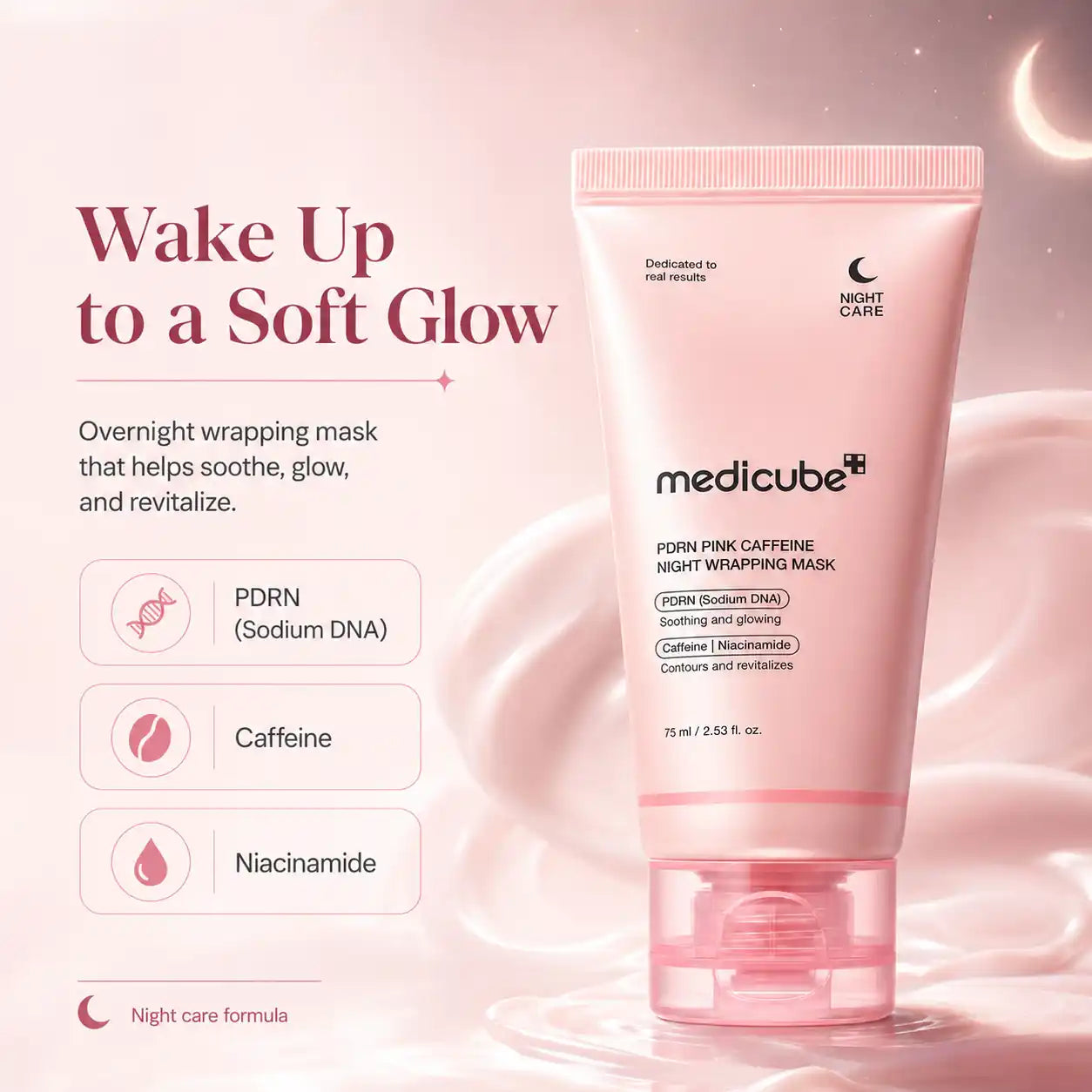 Medicube PDRN Pink Caffeine Overnight Wrapping Mask 75ml