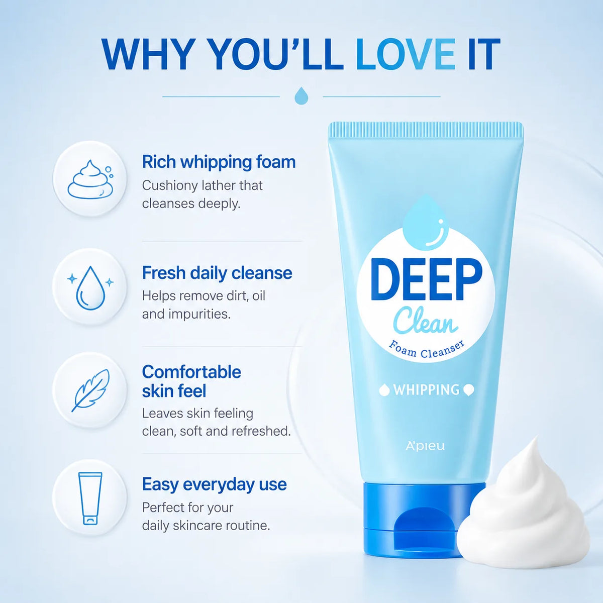 A'pieu Deep Clean Foam Cleanser [Whipping] 130ml