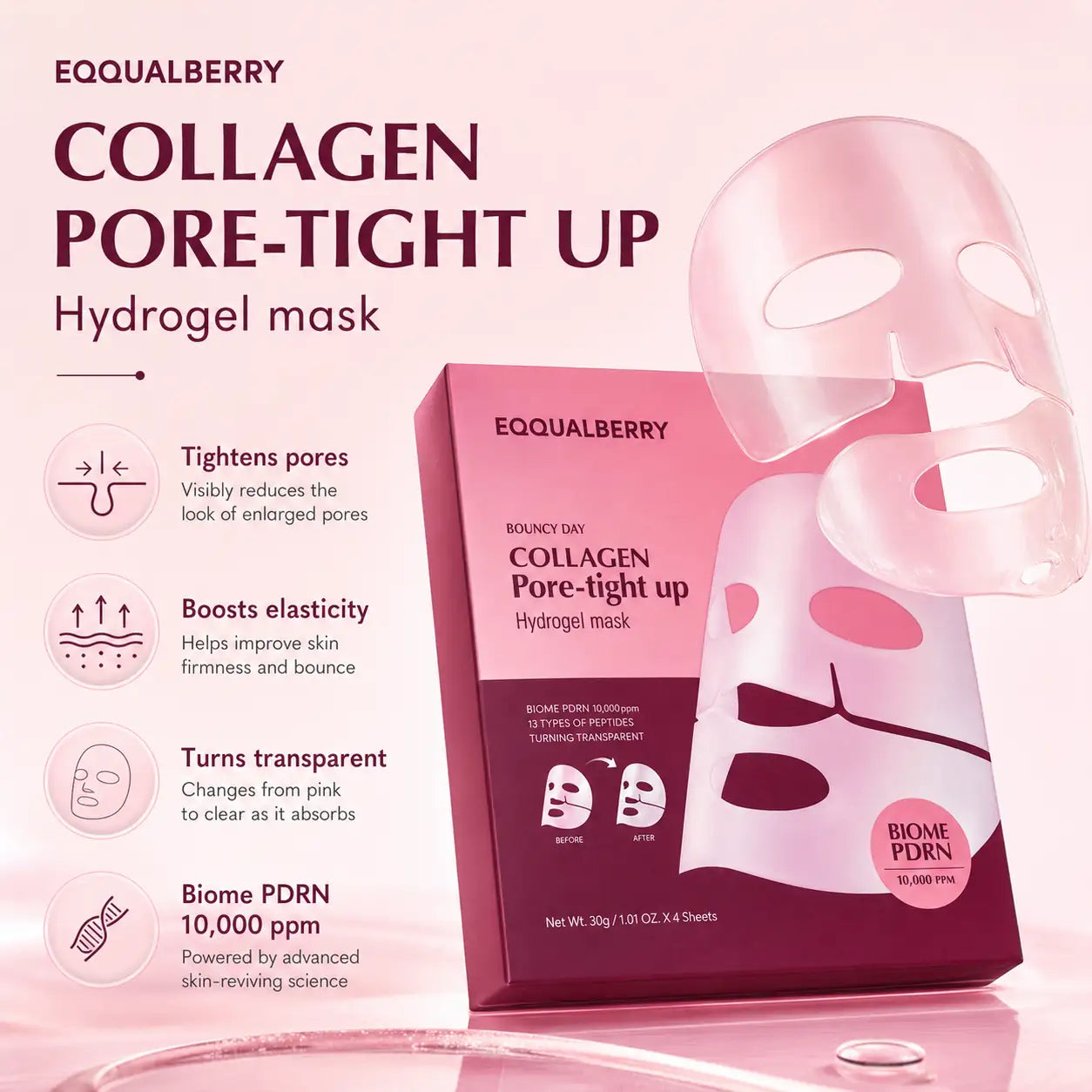 EQQUALBERRY Collagen Pore Tight Up Hydrogel Mask 30g 1pc