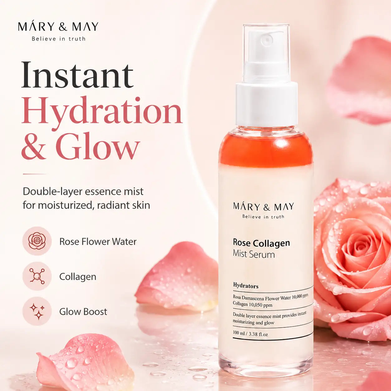 Mary&May Rose Collagen Mist Serum 100ml