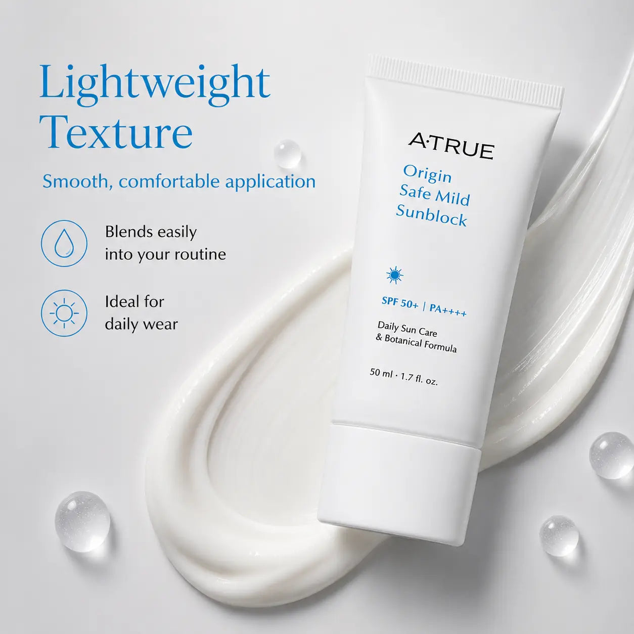 Atrue Origin Safe Mild Sunblock SPF50+ PA++++ 50g
