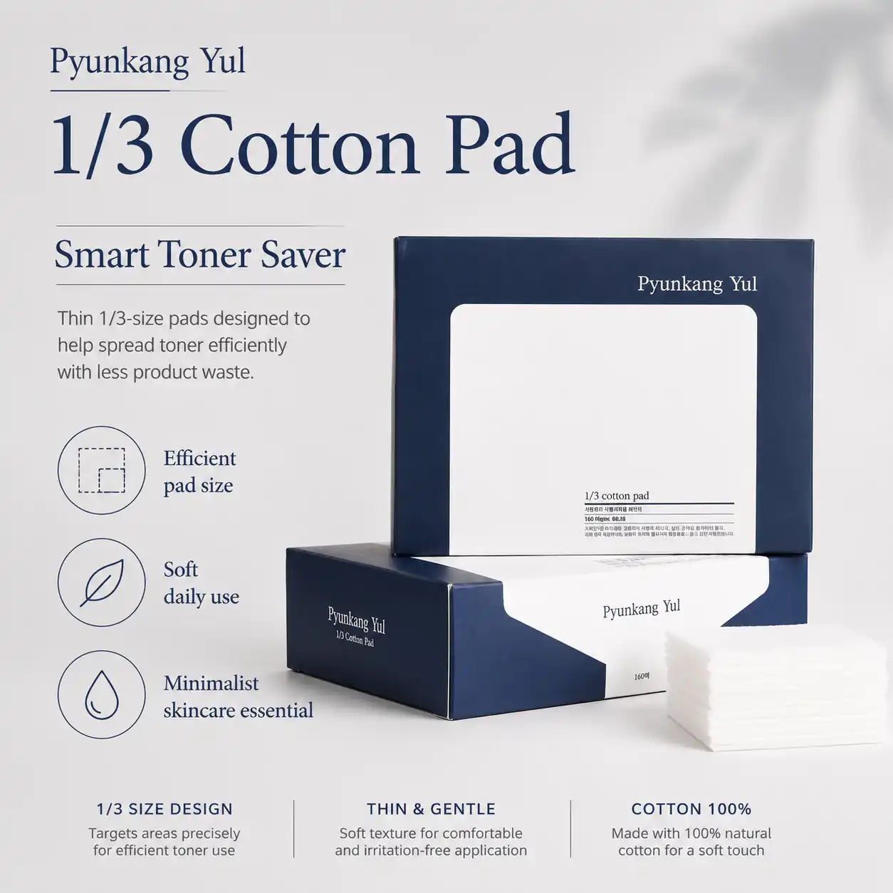 Pyunkang Yul 1/3 Cotton Pad 160ea
