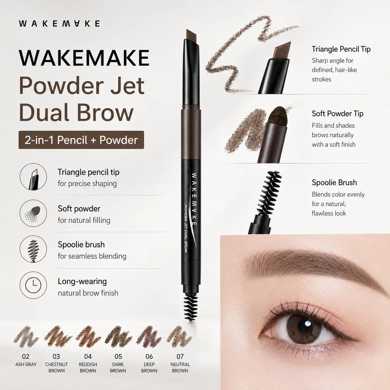 WAKEMAKE Powder Jet Dual Brow 0.75g