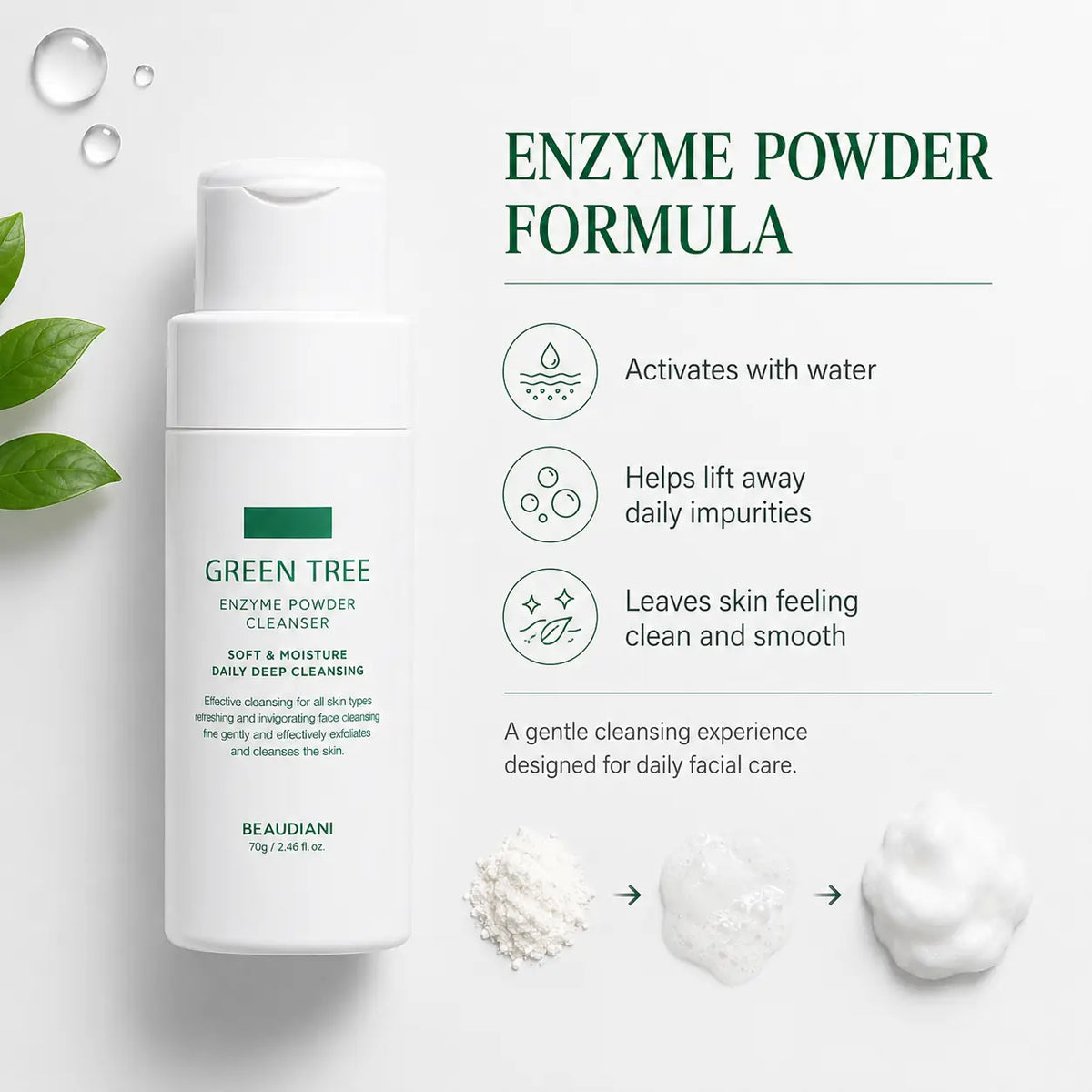 BEAUDIANI Green Tree Enzyme Powder Cleanser Base 70g