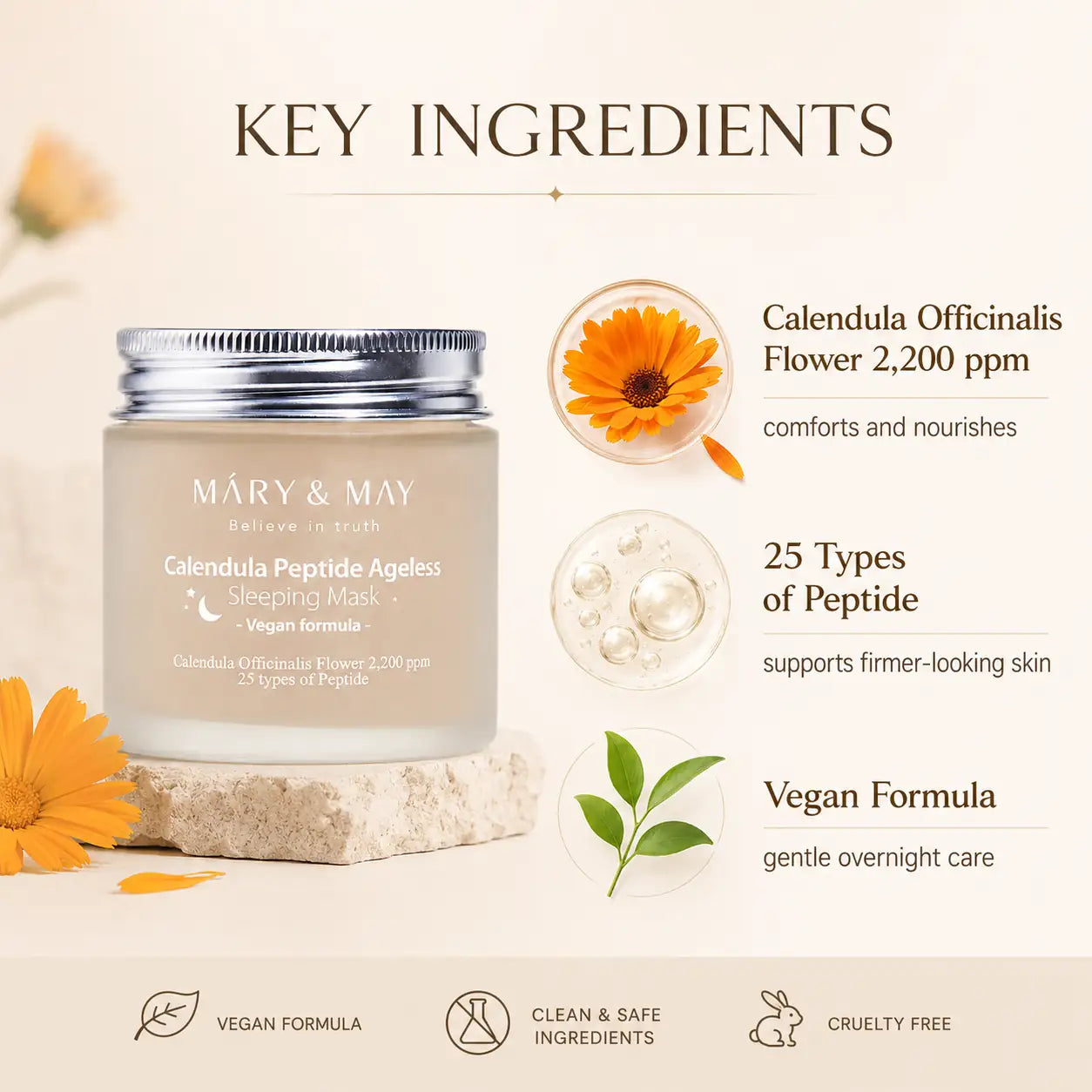 Mary&May Calendula Peptide Ageless Sleeping Mask 110g