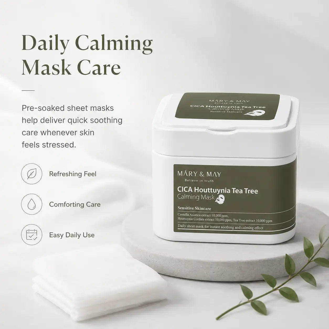 Mary&May CICA Houttuynia Cordata Tea Tree Calming Mask Pack 30 Sheets