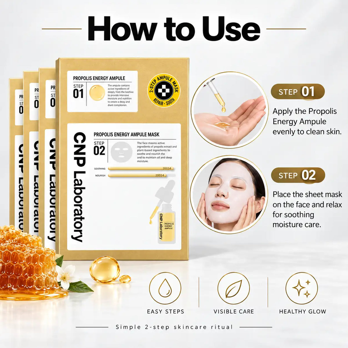 CNP Laboratory 2 Step Propolis Energy Active Ampule Mask ( ) 5 Sheets