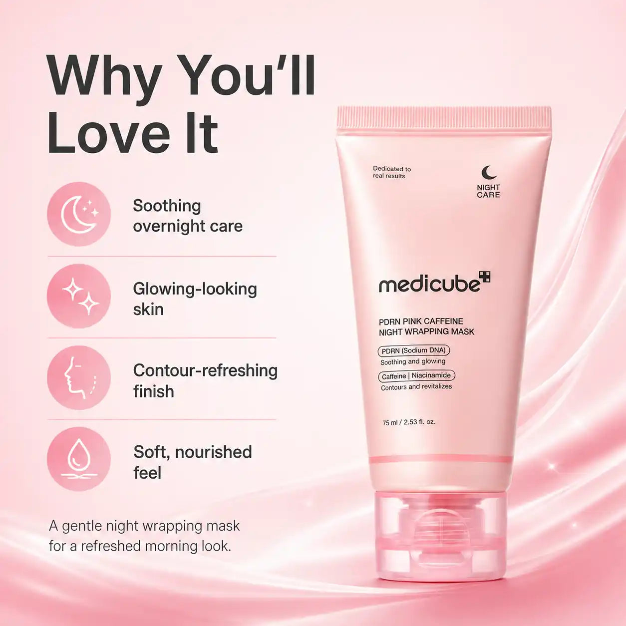 Medicube PDRN Pink Caffeine Overnight Wrapping Mask 75ml
