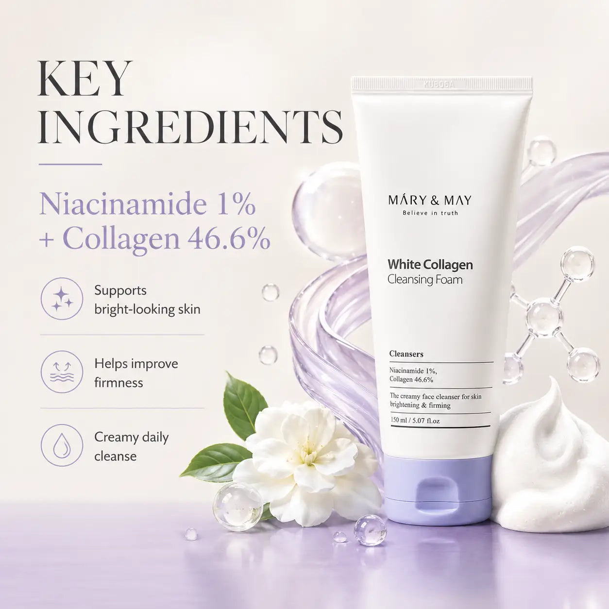 Mary&May White Collagen Cleansing Foam 150ml