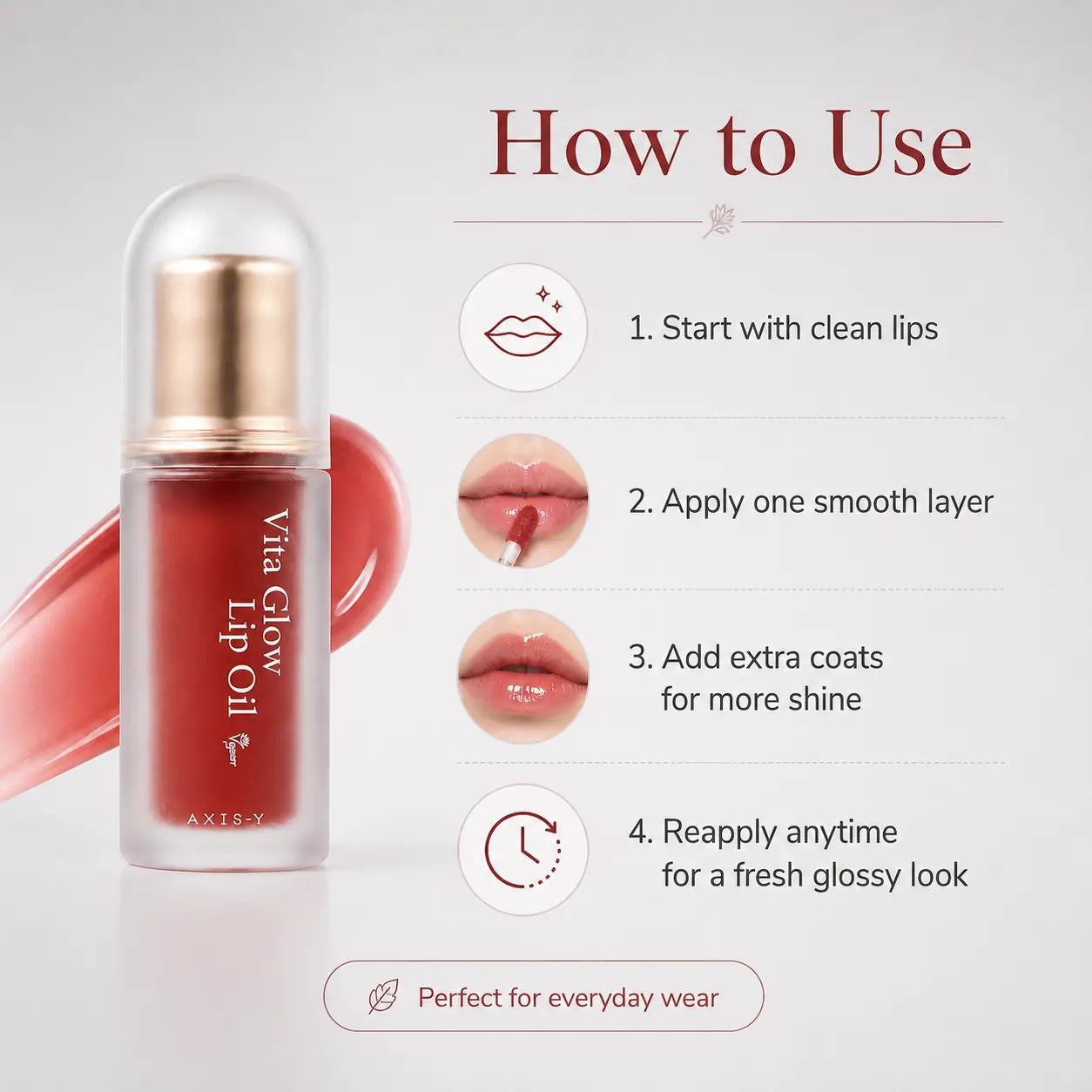 AXIS-Y Vegan Lip Oil for Glowing Lips 3 Colors 4.5g