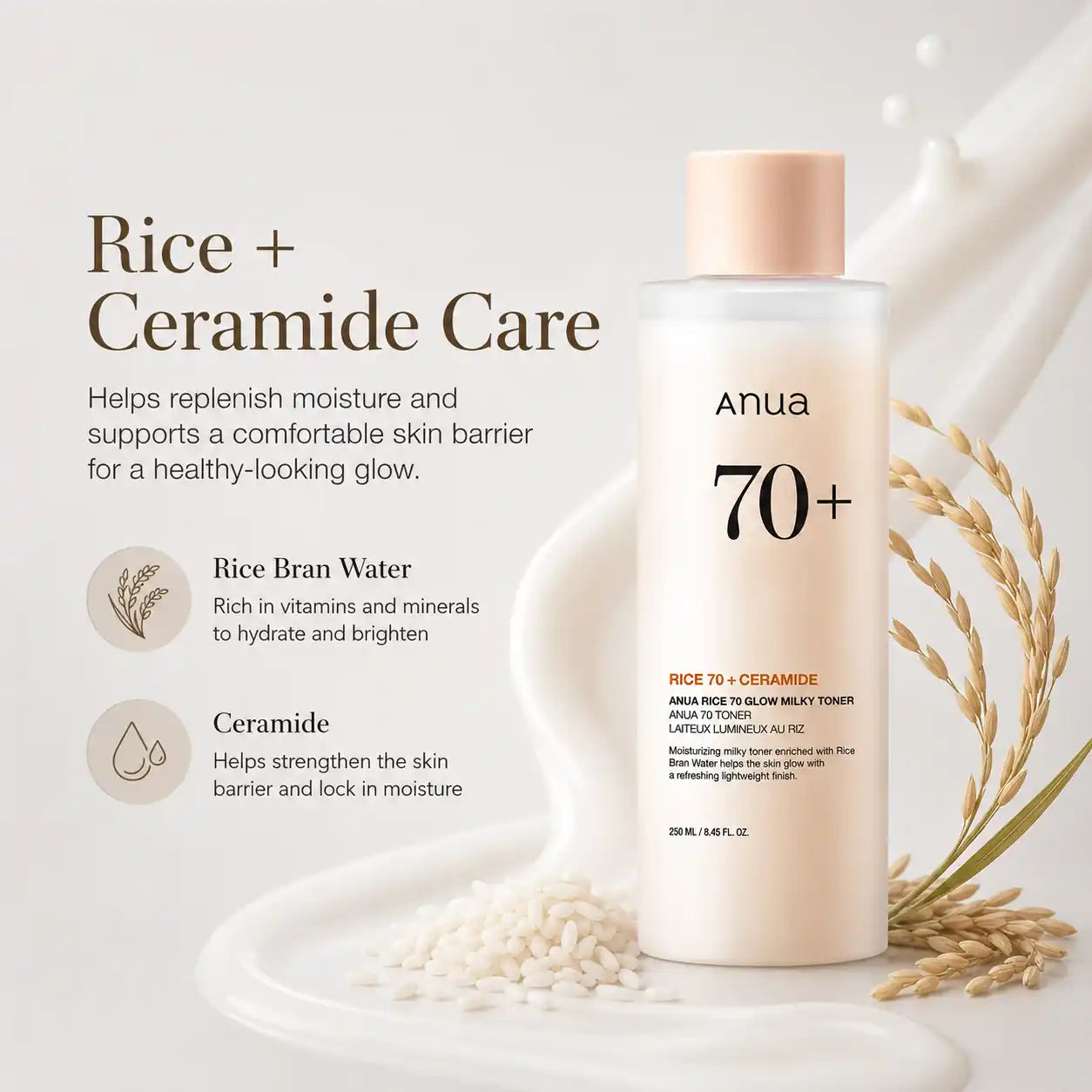 ANUA Rice 70% Glow Milky Toner 250ml